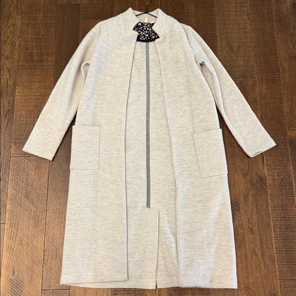 Anthropologie Moth Grey Long Wool Car Coat - Picture 2 of 6